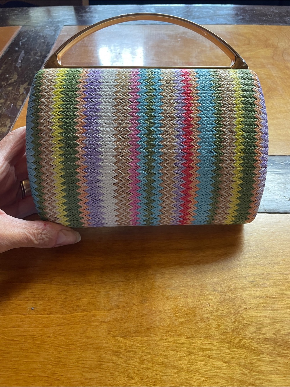 Multicolor Woven Top-Handle Women's Clutch